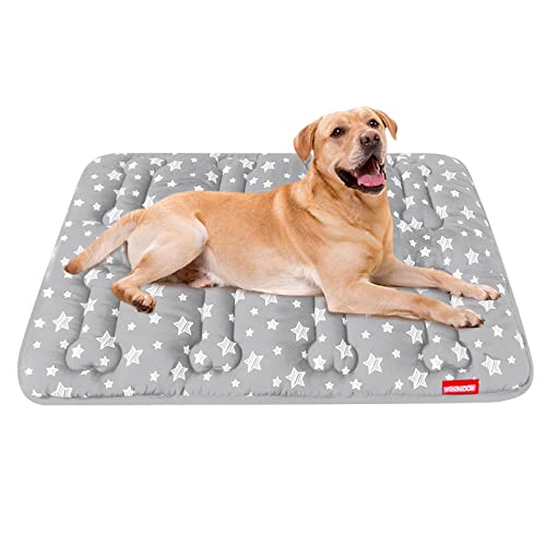 Dog Crate Mat (36" X 23"), Soft Dog Bed Mat with Cute Stars, Personalized Dog Crate Pad, Anti-Slip Bottom, Machine Washable Kennel Pad