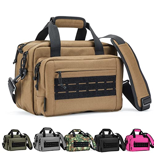 VEAGIA Range Bag,Pistol Case,Gun Range Bags For Handguns And Ammo Pouch 2 Pistols Soft Carrying Shooting Bag (Brown)