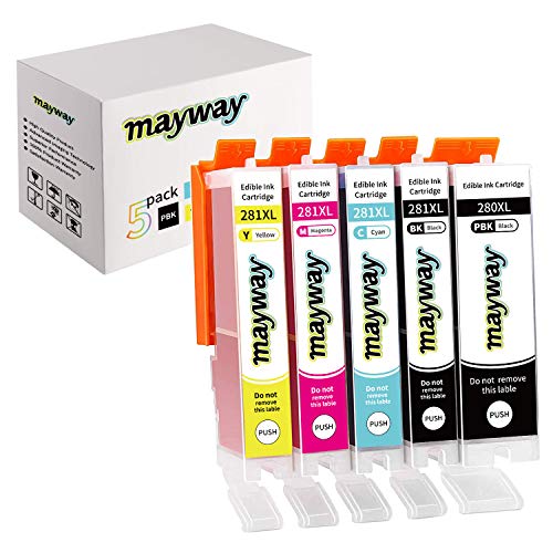 Mayway Compatible Ink Cartridges 280XL 281XL 280 281 XL , Work with C a K e Printers Pixma TR7520 TR8520 TS6120 TS6220 TS8120 TS8220 TS9120 TS9520 TS9521C TS702 Printer (5 Pack, No Photo Blue)