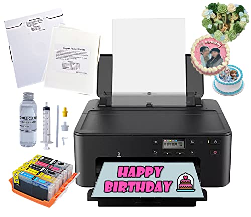 betters Newest Topper Cake Image Printer Bundle Set/with Ink Cartridge & Sugar Frosting 25 Sheets + Cleaning Kit with Tools