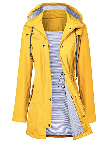 LOMON Women Raincoat Lightweight Active Wear Quick-drying Junior Casual Fashion Rain Jacket Outdoor Waterproof Jacket Yellow M