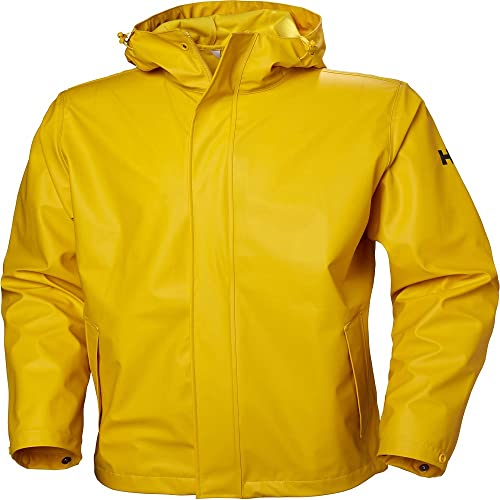 Helly Hansen Men's Standard Moss Hooded Waterproof Windproof Raincoat Jacket, 344 Essential Yellow, Medium