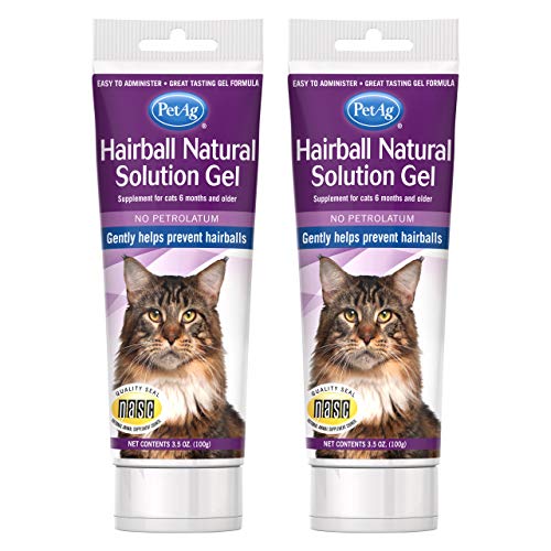 PetAg Hairball Natural Solution Gel Supplement for Cats - Hairball Remedy for Cats - 3.5 oz - 2 Pack