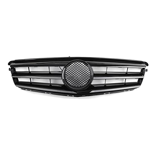 Topteng Front Grille with LED Emblem compatible with BENZ W204 C300 C350 2008 2009 2010 2011 2012 2013 2014, NOT fit on C63 AMG