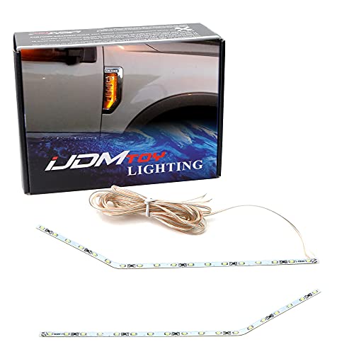 iJDMTOY Amber Yellow LED Background Illumination Kit Compatible With 2017-2021 Ford F250 F350 F450 Super Duty Side Fender Chrome Emblem