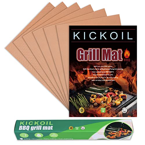 Grill Mats for Outdoor Grill Set of 6 BBQ Grill Mat Copper Grill Mat Heavy Duty Non Stick Reusable and Easy to Clean, Electric Gas Charcoal Grill Outdoor Cooking Tools Accessories RV Camper Must have