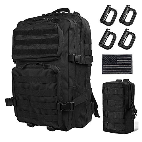 R.SASR Black Tactical Backpack, Military Backpack, Molle Backpack. (BLACK)