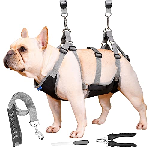 AvaMoss Dog Grooming Harness - 2-in-1 Pet Grooming Hammock Kit Contains Dog Hammock for Nail Trimming, Medium Dog Harness, Dog Nail Clippers for Medium Dogs, Dog Nail File, and Leash (Size M)