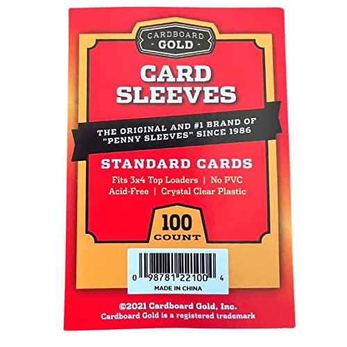 Cardboard Gold Soft Card Sleeves for Sportscards and Gaming Cards (100 Cardboard Gold Soft Card Sleeves For Standard Size Trading Cards)