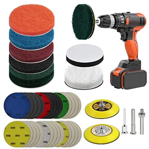 GOH DODD 42 Pieces Car Headlight Restoration Kit, 3 Inch Headlight Cleaner Restorer with   Shank, Backing Pads, Wool Pads, Interface Pads, Grit 1200-10000 Waterproof Sanding Discs, Scouring Pads
