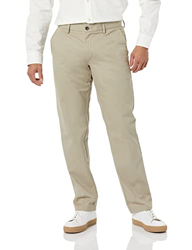 Amazon Essentials Men's Straight-Fit Wrinkle-Resistant Flat-Front Chino Pant, Khaki, 34W x 32L