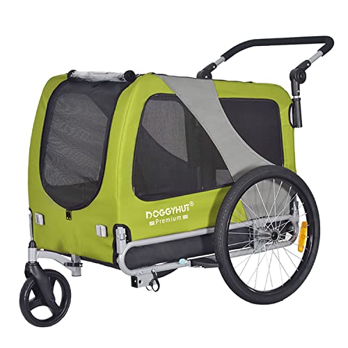 Doggyhut Premium Pet Bike Trailer and Stroller for Small,Medium Dogs,Bicycle Trailer for Dogs Up to 50 Lbs (Lime Green, Medium) (TS801M)