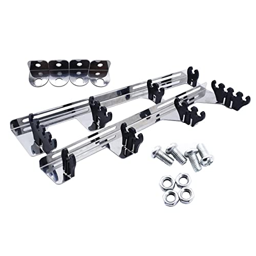 GSKMOTOR Chrome Linear Spark Plug Wire Separators Divider Loom with Black Valve Cover