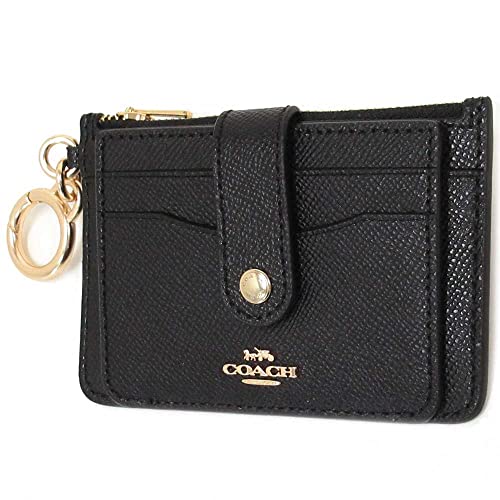 COACH Women's Attachment Card Case (Crossgrain Leather, Black)