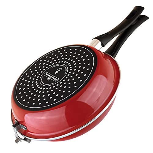 MAGEFESA FRITTATA FRYING PAN. Double layer non-stick frying pan, vitrified steel, compatible with all types of fire, including induction, Dishwasher safe, Ergonomic handle (9,4) (RED)