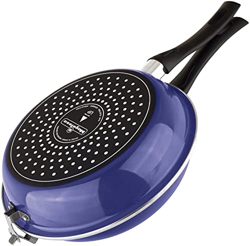 MAGEFESA Blue Frittata Pan. Double layer non-stick frying pan, vitrified steel, compatible with all types of fire, including induction, Dishwasher safe, Ergonomic handle (9,4) (BLUE)