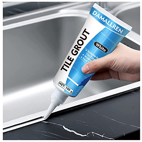 Tile Grout Repair Kit, 2 Pack Grout Paint for Bathroom Shower Kitchen Floor Tile, Fast Drying Tile Grout Filler Tubes, Grout Sealer Restore and Renew Tile Joints Line, Gaps, Replace Grout Pen (White)