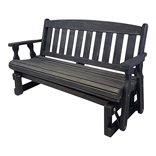 Amish OUTLET STORE Heavy Duty 800 Lb Mission Pressure Treated Porch Glider (5 Foot, Semi-Solid Black Stain)