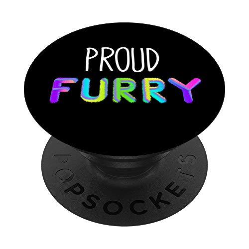 Proud Furry Fursuit Pride Rainbow Fur Cosplay Costume PopSockets PopGrip: Swappable Grip for Phones & Tablets