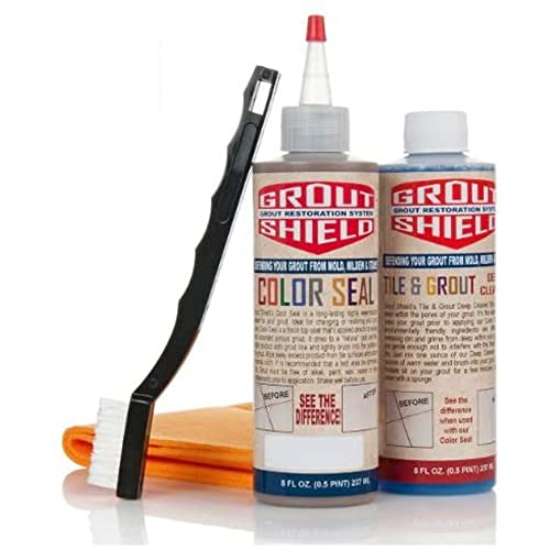 Grout Shield Grout Restoration System- Grout Restoration Kit Repair Cracks Clean Seal & Shine - (Standard Dove Gray)