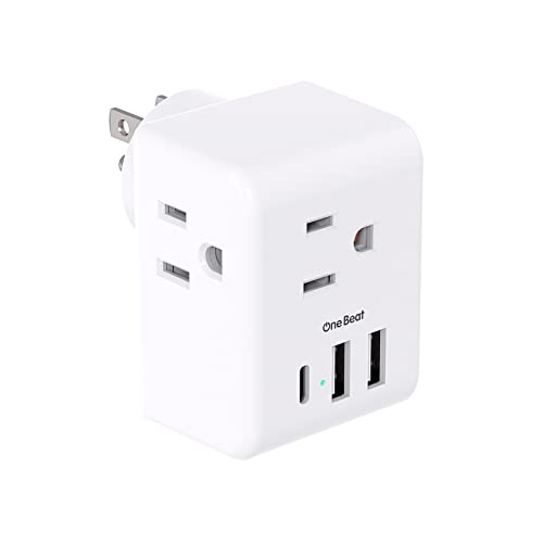 Multi Plug Outlet Extender, Power Strip Non Surge Protector Electric Outlet Splitter with 3 USB Wall Charger (1 USB C), Multiple Outlet Expander for Cruise, Dorm, Travel, Home, Office