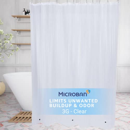 SlipX Solutions Microban-Infused Shower Curtain Liner, 3G Lightweight, 70"x72", Clear