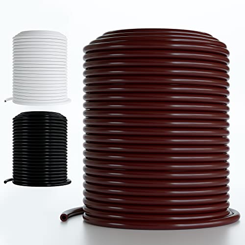 1/4 Drip Irrigation Tubing, 100 Feet, Flexible PVC Plastic Drip Irrigation Hose for Gardening, Misting, Hydroponics and DIY Landscape Garden Projects, Blank Distribution Tubing (100ft, Brown)