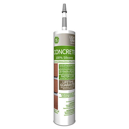 GE Sealants General Electric GE5020 Concrete and Masonry Silicone II Caulk, 10.1-Ounce, Grey, caulker, Light Gray