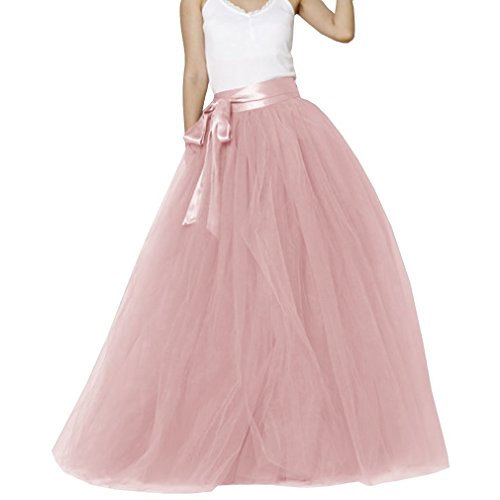 EllieHouse Womens Long Tutu Party Evening Tulle Skirt Dusty Pink Size S PC05