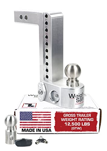 Weigh Safe WS10-2, 10" Drop Hitch w/ 2" Shank/Shaft, Adjustable Aluminum Trailer Hitch & Ball Mount w/ Built-in Scale, 2 Stainless Steel Balls (2" & 2-5/16") and a Double-pin Key Lock