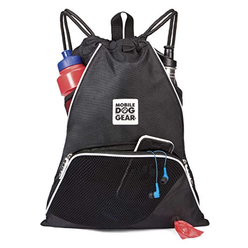 Mobile Dog Gear, Dogssentials Drawstring Cinch Sack Travel Bag, Carry Items for Both You and Your Dog, Includes 1 Waste Bag Roll, Black