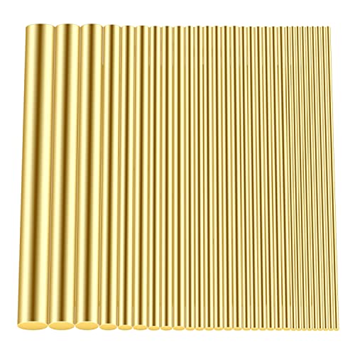 DYWISHKEY 1/2" 3/8" 5/16" 1/4" 3/16" 5/32" 1/8" 3/32" 1/16" Brass Rods Assortment Kit for DIY Craft Making, Handle Pin (30 Pieces)