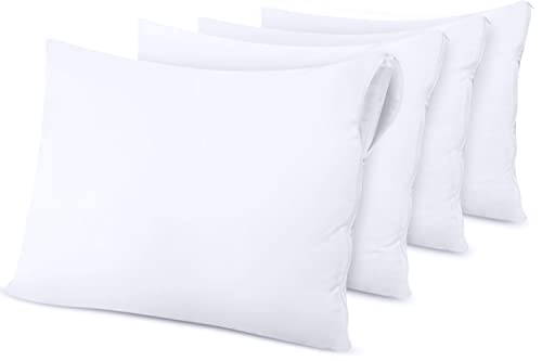 Utopia Bedding Waterproof Pillow Protector Zippered (4 Pack) Queen  Bed Bug Proof Pillow Encasement 20 x 28 Inches