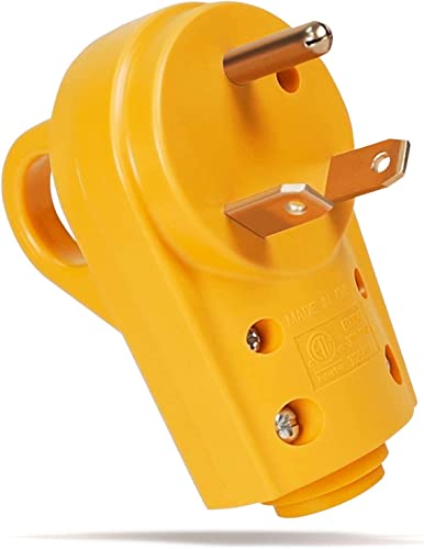 SnowyFox RV 30 Amp Male Replacement Plug - Heavy Duty 30 Amp RV Plug Receptacle with Ergonomic Handle, Designed to Accommodate Wire