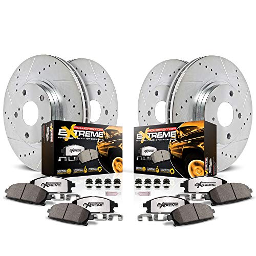 Power Stop K7866-36 Front and Rear Z36 Truck & Tow Brake Kit, Carbon Fiber Ceramic Brake Pads and Drilled/Slotted Brake Rotors