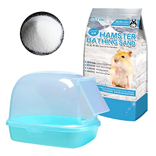 Hamiledyi Chinchilla Sand Bathroom,Gerbil Bathing Sand Chinchilla Dust Bath Potty Litter Sand Plastic Container Sandbox Hideout Sleep Bathtub for Guinea Pigs Dwarf Hamster(2LB)