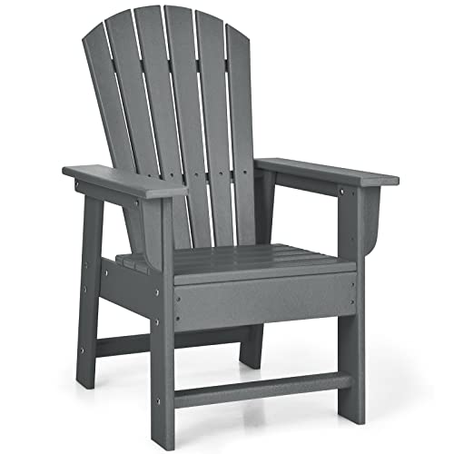 Giantex Adirondack Chair, Kids HDPE Patio Chair Lawn Chair with Ergonomic Backrest for Deck, Porch, Backyard, Poolside, Indoor, Weather Resistance Toddler Outdoor Chair (1, Gray)