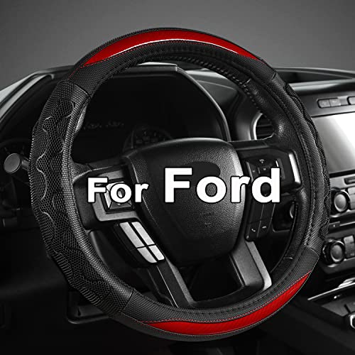 GIANT PANDA Car Steering Wheel Cover for Ford F150 F250 F350 Expedition 15.5-16 inches - Red