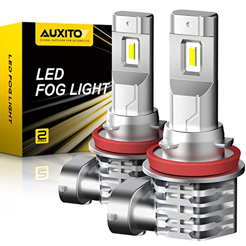 AUXITO H11 H8 LED Fog Light Bulb Fanless, 40W 6000LM High Brightness, 6500K Cool White, CSP LED Chips, H16 H11 H8 Fog Bulbs DRL Replacement, Pack of 2