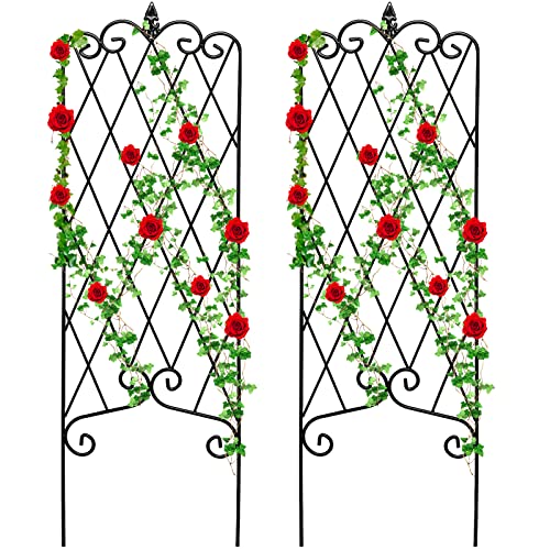 Amagabeli Garden Trellis for Climbing Plants 47 x 16 Rustproof Black Iron Plant Trellis Potted Vines Vegetables Flowers Patio Metal Wire Lattices Grid Panels for Ivy Cucumbers Clematis 2 Pack GT03