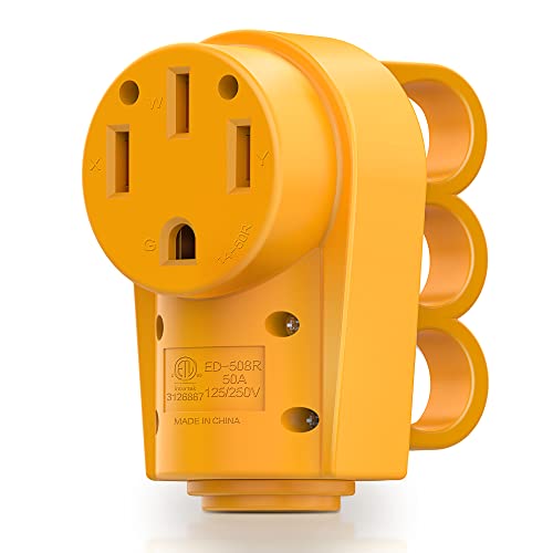 MICTUNING 125 250V 50Amp Heavy Duty RV Female Replacement Receptacle Plug with Ergonomic Handle