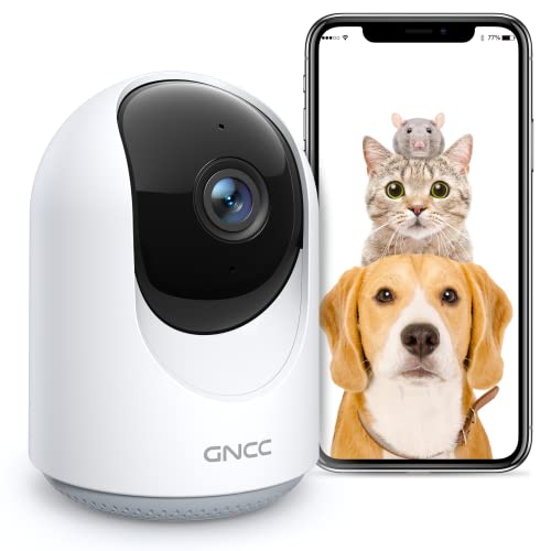 GNCC Pet Camera, Indoor Camera for Baby/Pet/Security with Night Vision, Dog Camera, 2-Way Audio, 2.4G WiFi, 360 PTZ Remote Control(Manual Up and Down), Smart Detection, SD&Cloud Storage, P1