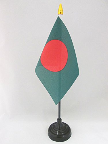 AZ FLAG Bangladesh Table Flag 4'' x 6'' - Bangladeshi Desk Flag 15 x 10 cm - Golden Spear top