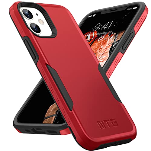 NTG Military Shockproof iPhone 12 Case [2 Layer Structure Protection] [Military Grade Anti-Drop] Hard Slim iPhone 12 Phone Case, Shockproof Protective Phone Case for iPhone 12 (6.1 inch), Red