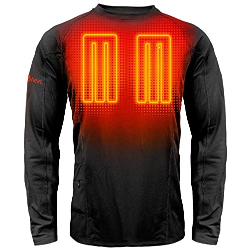 ActionHeat 5V Base Layer Battery Heated Shirt for Men w/ 3 Heat Zones for Camping, Skiing, Hunting, Fishing, Golf L Black