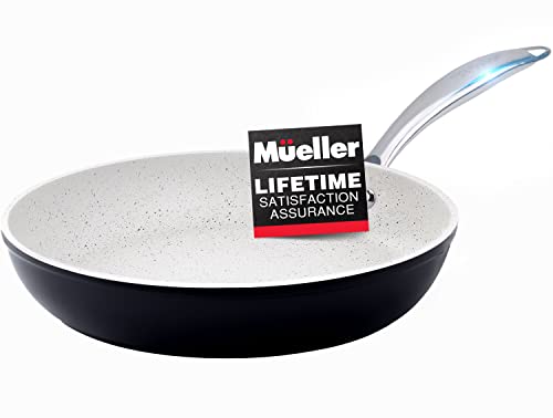 Mueller 8-Inch Fry Pan, No PFOA or APEO, Heavy Duty Non-Stick German Stone Coating Cookware, Aluminum Body, Even Heat Distribution, EverCool Stainless Steel Handle, Black