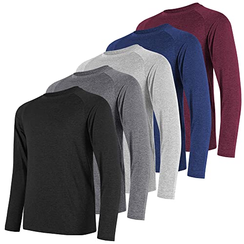 MCPORO Long Sleeve Tee Shirts for Men Dry-Fit Moisture Wicking Sun Protection Running Men's Long Sleeve Workout T-Shirts