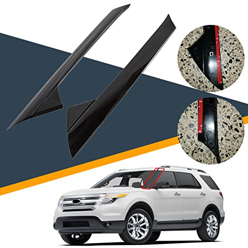 KUAFU Molding Windshield Outer Trim W/Side Tape for 2011-2019 Ford Explorer 4 Door Utility Front Replacement for BB5Z7803136AA BB5Z7803136AB BB5Z7803136BA BB5Z-7803145-AA BB5Z-7803137-AB 2 Packages