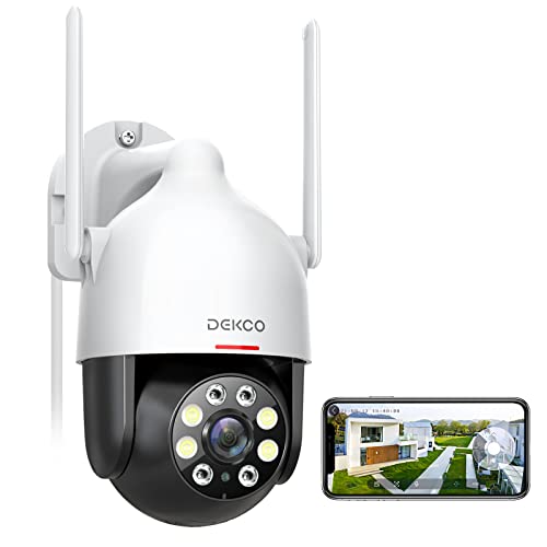 DEKCO 2K Security Camera Outdoor/Home, WiFi Outdoor Security Cameras Pan-Tilt 360 View, 3MP Dome Surveillance Cameras with Motion Detection and Siren, 2-Way Audio,Full Color Night Vision, Waterproof