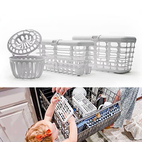 Prince Lionheart 3-in-1 Dishwasher Basket for Toddlers & Infants Made in USA High Capacity Spill Proof Vave Cleaner Bottle Parts & Accessories, Fits all Dishwashers